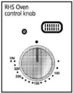 RHS Oven control knob ON 220 200 150 100
