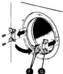 Technical diagram showing a mechanical assembly with labeled components F and G