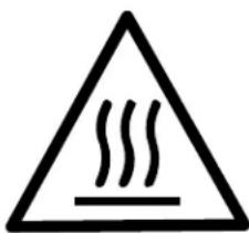 Warning symbol depicting steam rising inside a triangle, indicating heat or airflow hazard.
