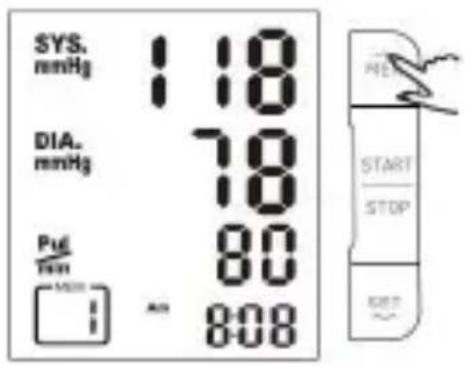 SYS. mmHg 118 DIA. mmHg 78 Pug Tens MAX 808 NEW START STOP SET