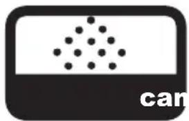 Simple icon of a rectangular device with a triangular arrangement of dots, labeled 'can' at the bottom (no text or symbols on the device itself)