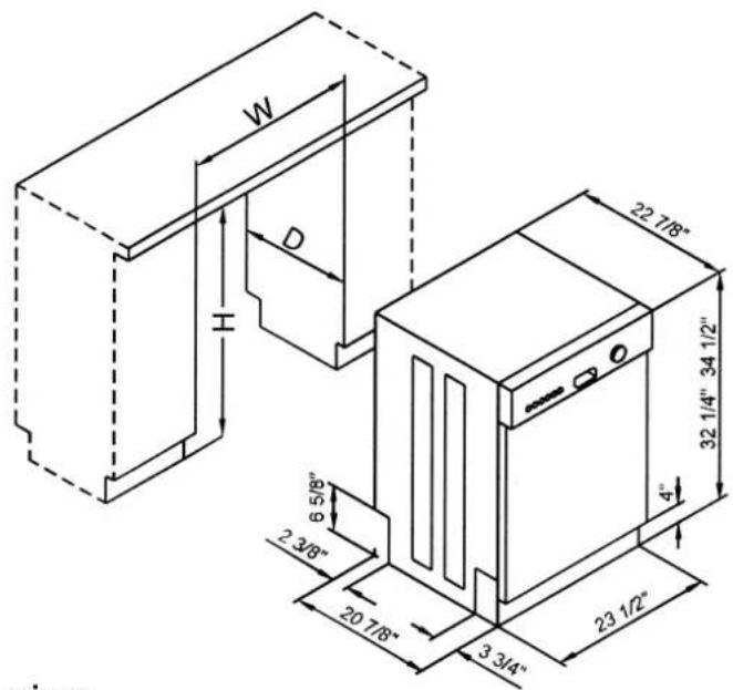 W D H 22.7/8" 32 1/4" 34 1/2" 6.5/8" 2.3/8" 20 7/8" 3 3/4" 4" 23 1/2"