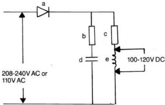 208-240V AC or 110V AC a b c d e 100-120V DC