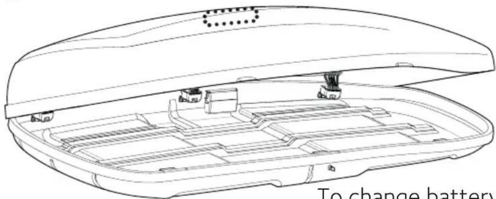 Line drawing of an open battery casing with internal compartments and battery modules (no text or symbols)