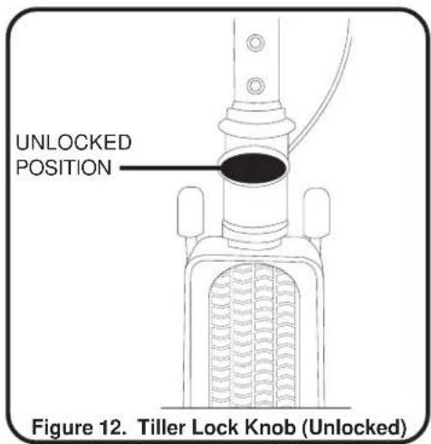 UNLOCKED POSITION Figure 12. Tiller Lock Knob (Unlocked)