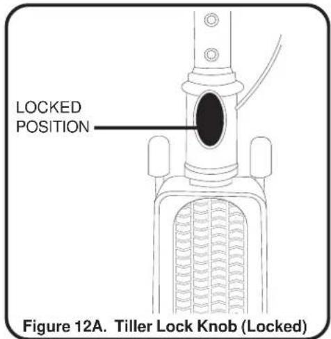 LOCKED POSITION Figure 12A. Tiller Lock Knob (Locked)