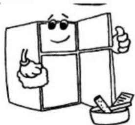 Cartoon illustration of a smiling refrigerator with arms and legs, giving thumbs up (no text or symbols)