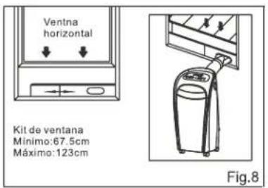 Ventna horizontal Kit de ventana Mínimo:67.5cm Máximo:123cm Fig.8