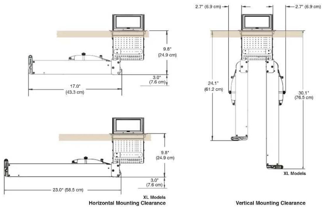 Extron TLP Pro 720C - Ensure Adequate Under-table Clearance for Retractors - 1