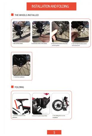 INSTALLATION AND FOLDING ■ THE WHEELS INSTALLED ■ FOUNTING FOLDING 5