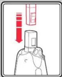 Diagram showing a bottle with liquid and a submerged object, annotated with red arrows indicating downward motion or flow.