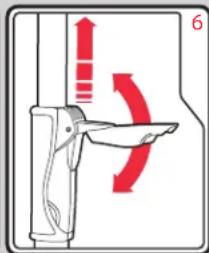 Diagram showing a device with red directional arrows indicating motion or force, labeled with number 6