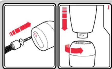 Diagram illustrating a tool application on a cylindrical device, showing red directional arrows indicating movement or change.