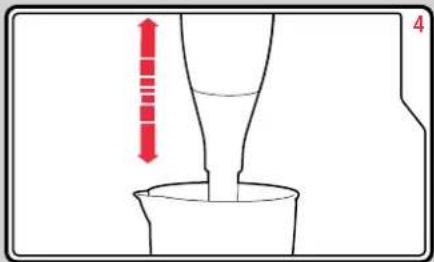 Diagram showing a funnel with a red vertical arrow indicating direction, labeled '4' in the corner.