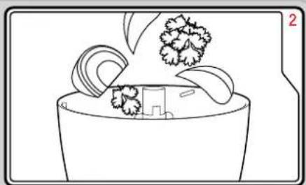 Line drawing of a bowl with vegetables and a spoon, no text or symbols present