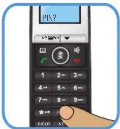 PIN? UP DOWN OK 1 2 3 4 5 6 7 8 9 R/CLR INT