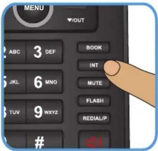 MENU /OUT ABC 3 DEF BOOK INT JKL 6 MNO MUTE FLASH TUV 9WXYZ REDIAL/P #