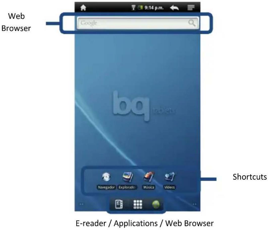 Web Browser Google bq tablets Shortcuts E-reader / Applications / Web Browser