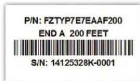P/N: FZTYP7E7EAAF200 END A 200 FEET S/N: 14125328K-0001