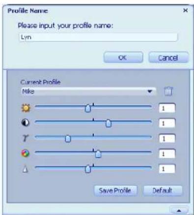 Profile Name Please input your profile name: Lyn OK Cancel Current Profile Nike 1 1 1 1 1 1 1 Save Profile Default