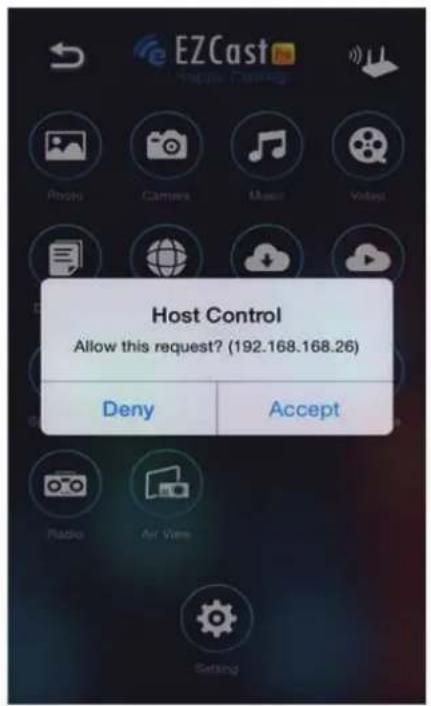 Host Control Allow this request? (192.168.168.26) Deny Accept