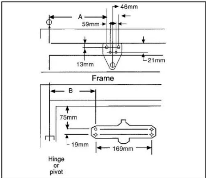 46mm 59mm 13mm 21mm Frame B 75mm 19mm 169mm Hinge or pivot