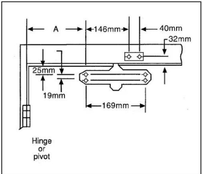A 146mm 40mm 32mm 25mm 19mm 169mm Hinge or pivot