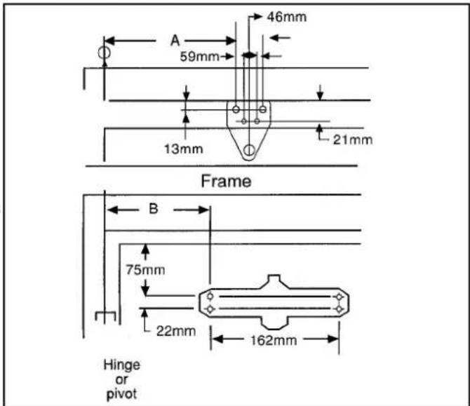 46mm 59mm 13mm 21mm Frame B 75mm 22mm 162mm Hinge or pivot