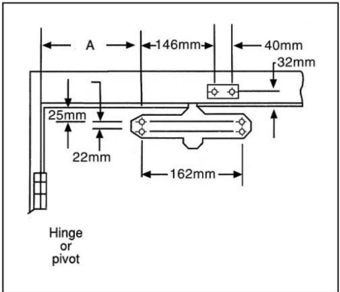 A 146mm 40mm 32mm 25mm 22mm 162mm Hinge or pivot
