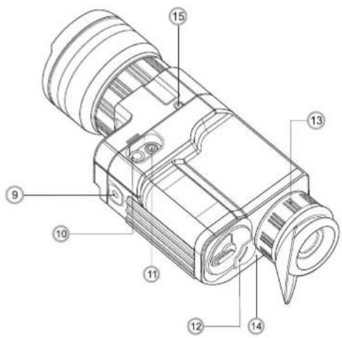 Technical diagram of a device with numbered parts for identification