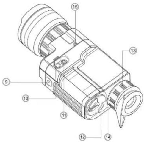 Technical diagram of a device with numbered parts for identification