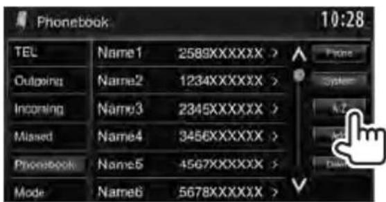 Phonebook 10:28 TEL Name1 2589XXXXXX > Outgoing Name2 1234XXXXXX > Incoming Name3 2345XXXXXX > Missed Name4 3456XXXXXX > Phonebook Name5 4567XXXXXX > Mode Name6 5678XXXXXX >