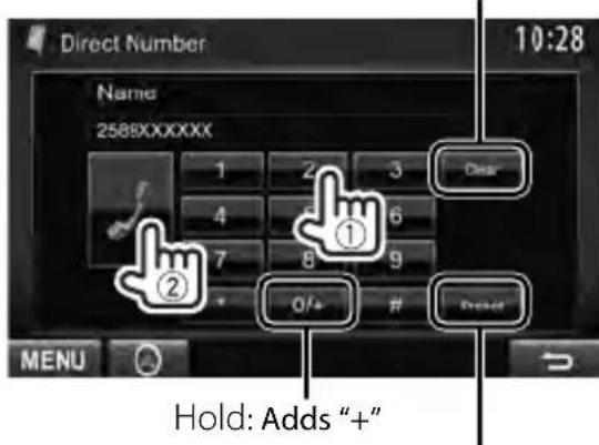 Direct Number Name 2588XXXXXX 1 2 3 4 6 7 8 9 ① ② Q/+ # Clear Dresser MENU Hold: Adds "+"