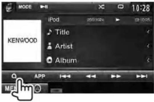 MODE 10:28 iPod 256/1024 09 10:25 KENWOOD Title Artist Album APP MENU
