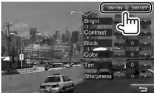 DIM ON DIM OFF Bright Contrast Black 0 Color 0 Tint 0 Sharpness 0