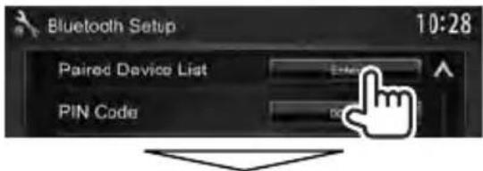Bluetooth Setup 10:28 Paired Device List PIN Code