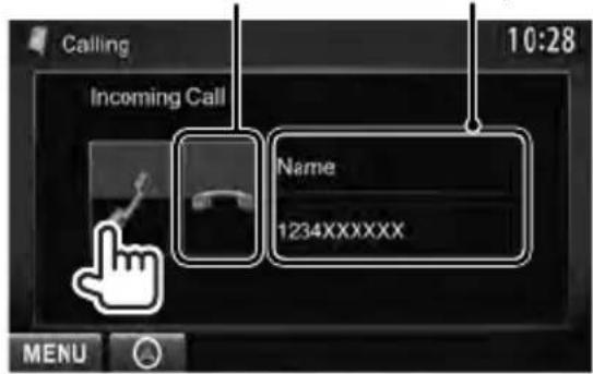 Calling 10:28 Incoming Call Name 1234XXXXXX MENU