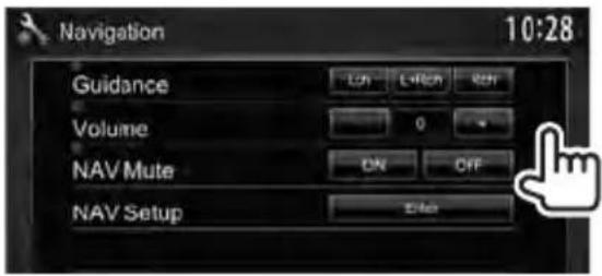 Navigation 10:28 Guidance ON L-REF REN Volume 0 NAV Mute ON OFF NAV Setup Enter