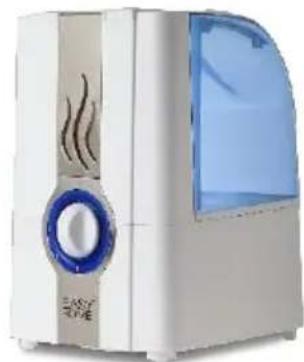 White portable electronic device with blue circular ports and a clear glass cover (no visible text or symbols)