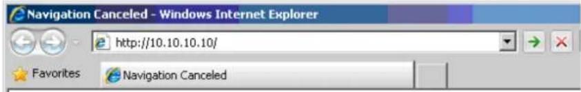Navigation Canceled - Windows Internet Explorer http://10.10.10.10/ Favorites Navigation Canceled
