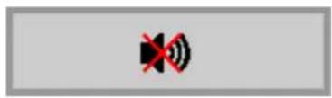 Warning symbol indicating no sound or audio, featuring a red X and black circle with sound waves