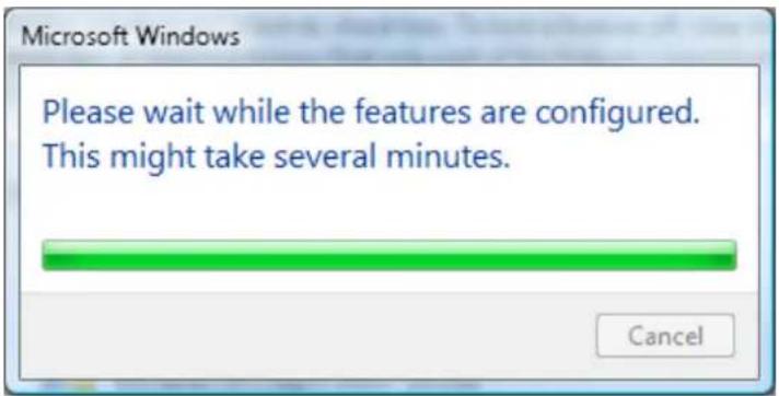 Microsoft Windows Please wait while the features are configured. This might take several minutes.