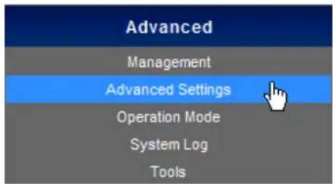 Advanced Management Advanced Settings Operation Mode System Log Tools