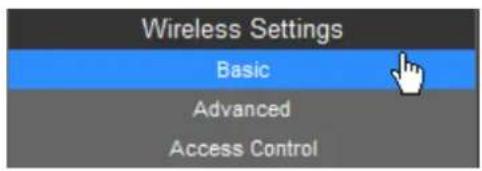 Wireless Settings Basic Advanced Access Control