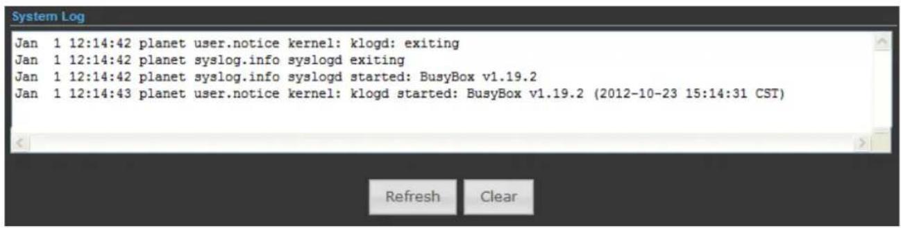 Jan 1 12:14:42 planet user.notice kernel: klogd: exiting Jan 1 12:14:42 planet syslog.info syslogd exiting Jan 1 12:14:42 planet syslog.info syslogd started: BusyBox v1.19.2 Jan 1 12:14:43 planet user.notice kernel: klogd started: BusyBox v1.19.2 (2012-10-23 15:14:31 CST)