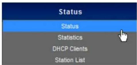 Status Status Statistics DHCP Clients Station List