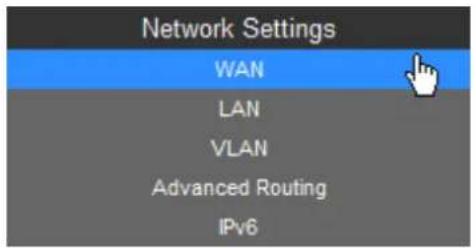 Network Settings WAN LAN VLAN Advanced Routing IPv6
