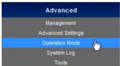 Advanced Management Advanced Settings Operation Mode System Log Tools