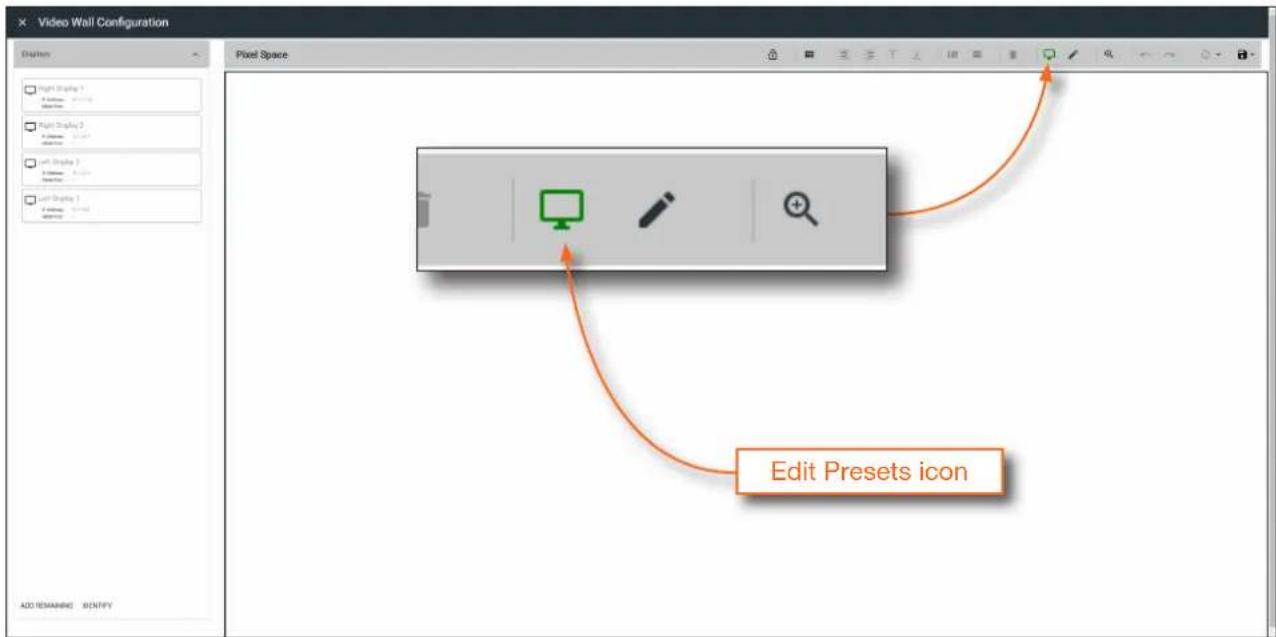 Video Wall Configuration Pixel Space Edit Presets icon Add Remaining ⌘NTY
