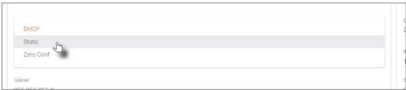 DHCP Static Zero Conf Subnet